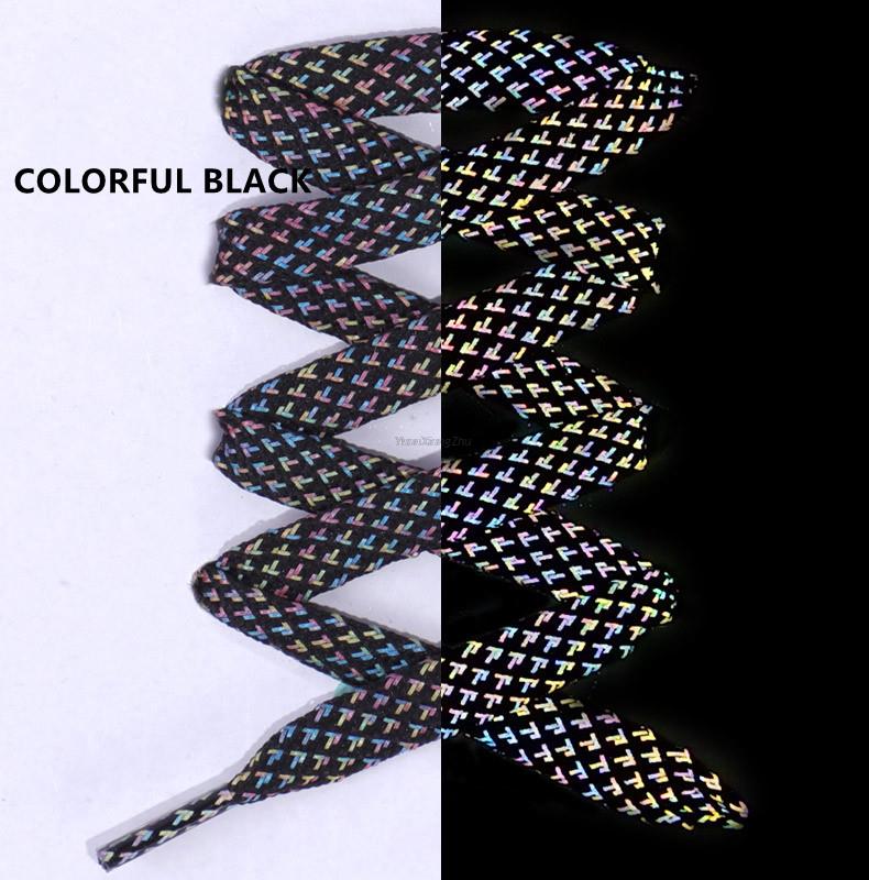 1 para odblaskowych sznurowadeł płaskie sznurowadła do sneakersów kolorowe odblaskowe sznurowadła świetlne sznurowadła 100/120/140/160CM sznurki