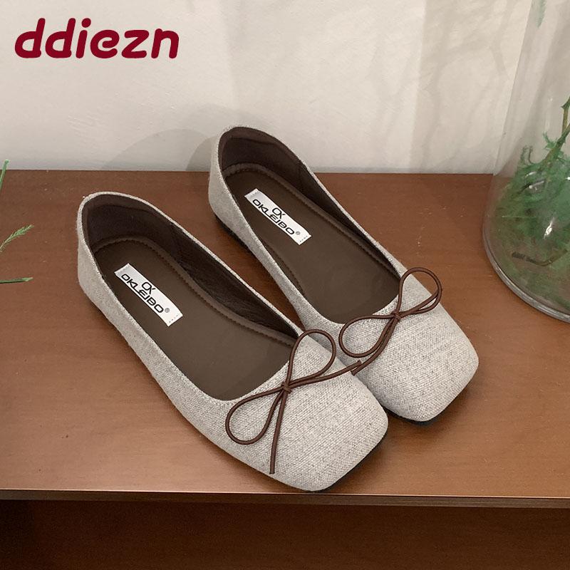 Fashion 2025 New Fashion Butterfly-Knot Ladies Flats With Shoes Soft Female Shallow Footwear Square Toe Women Ballet Flats Shoes