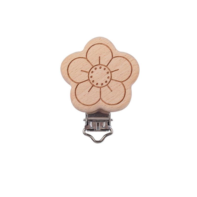 5Pcs/Lot New Arrival Lovely Wooden Pacifier Clip Natural Beech Wood Accessories for Baby Handmade Dummy Clips Pacifier Chain