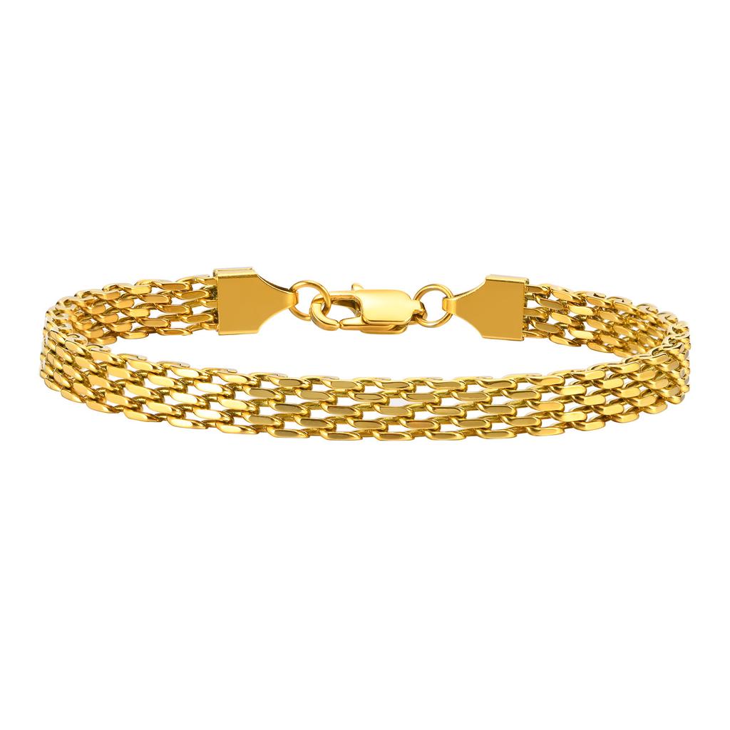6MM Mesh Chain Bracelets for Men Boys,Waterproof Stainless Steel Italian Link Wristband,Simple Jewelry Gifts,19/21CM