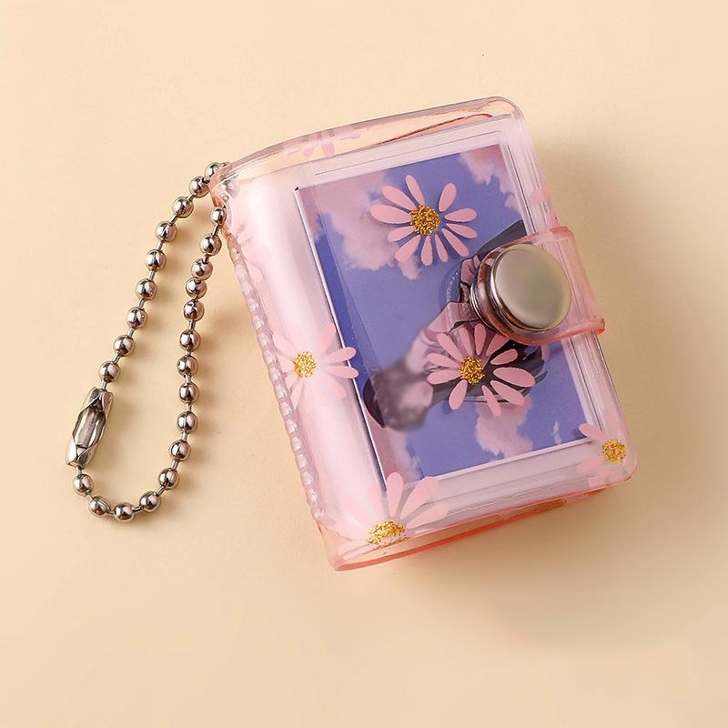 1/2 inch 20 Pockets Small Photo Album Keychain Mini Photos Collect Book Hanging Chain Card Holder Instax Card Photocard Holder