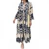 2026 Cross-border Plus Size European & American Women's Bohemian Print Pullover Dress for Autumn