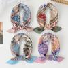 1116 Spring and Summer New Plant and Flower Printed Square Scarf Women's Versatile Temperament Decorative Scarf Multifunctional Small Silk Scarf