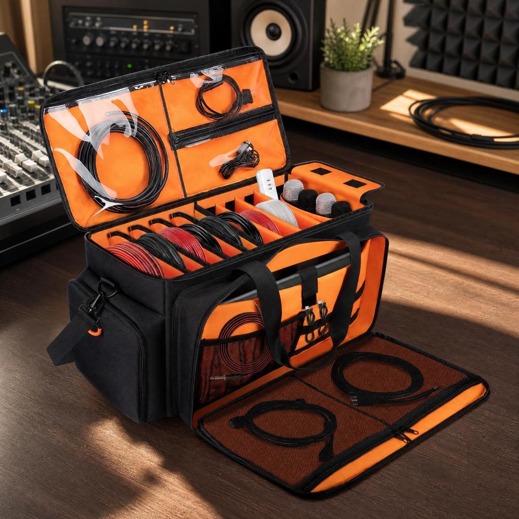 Portable Gear Bag with Dividers Adjustable Cube Storage Pockets
