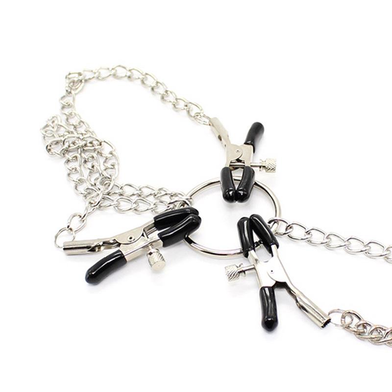 MoDi Metal Nipple Clamp With Metal Chain for Women Men Fetish To Breast Labia Clip Stimulation Massager Bondage Sex Products Adult BDSM