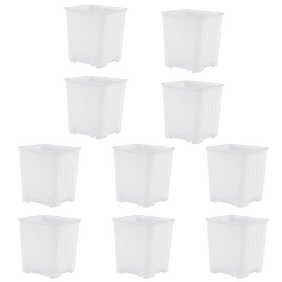 

10 шт. цветочный горшок с дренажным дном, вентиляционное отверстие, устойчивое основание, небьющийся, штабелируемый, сочная зелень, цветочный горшок, садовые принадлежности S прозрачный
