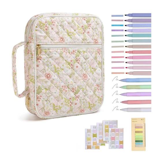 

Стеганый чехол для Библии Женский чехол-обложка с ручкой Цветочная сумка для изучения Библии Портативный G