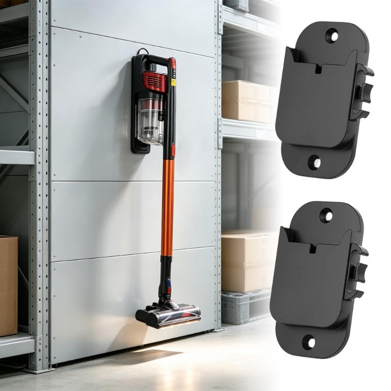 Vacuum Wall Storage Holders, 2-Pack Mounts with ABS Construction and Side Cord Guides for Vertical Placement in Homes, Apartments, and Garages