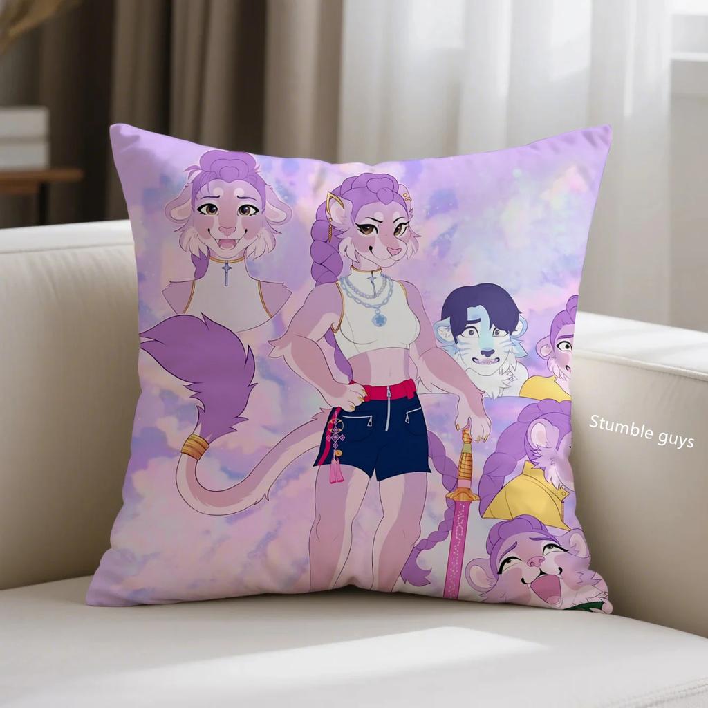 Kpop Demon Hunters Anime Cushion Cover Sofa Pillowcase Home