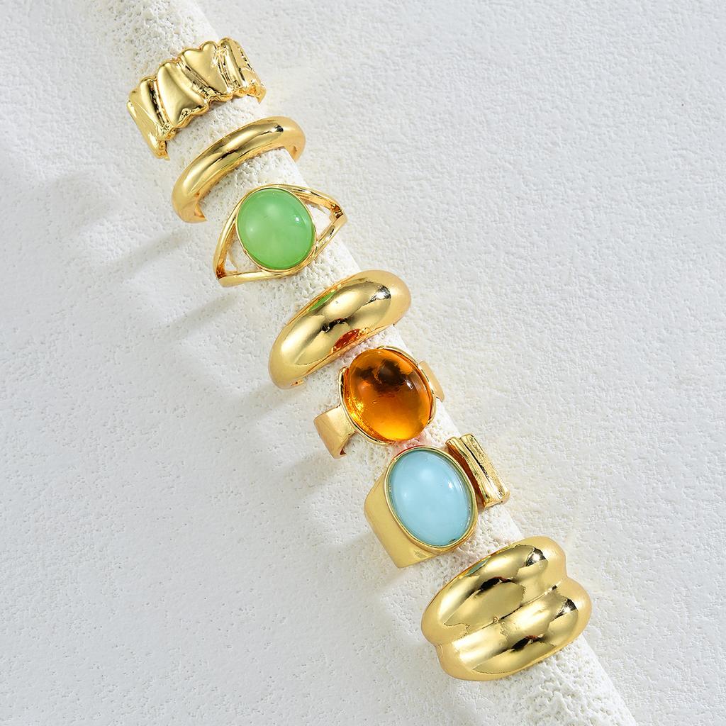 IF ME 7pcs/set Vintage Acrylic Rings For Women Men Girls Punk Gold Color Irregular Geometric Open Knuckle Joint Ring Jewelry