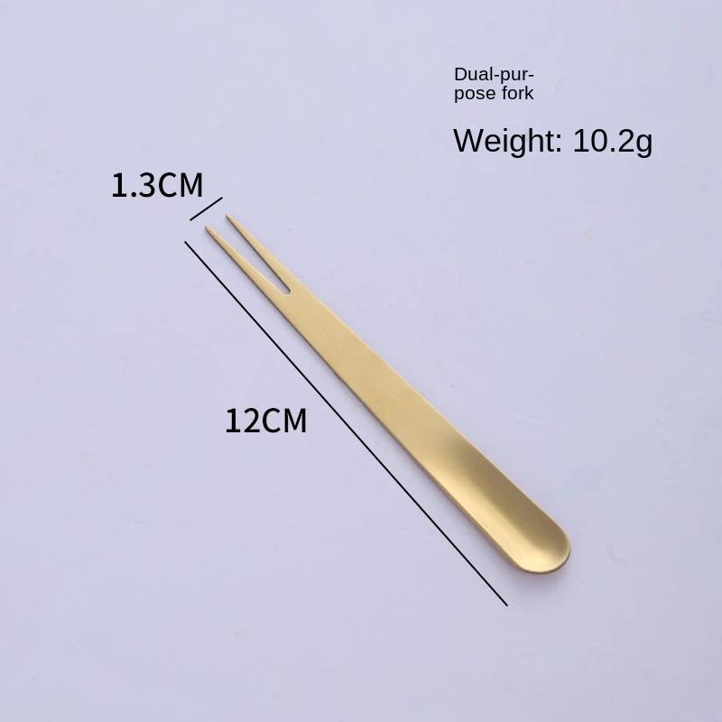 Golden cake spatula Stainless steel cake knife, fork and spoon set mooncake dessert spoon Western pastry baking tools
