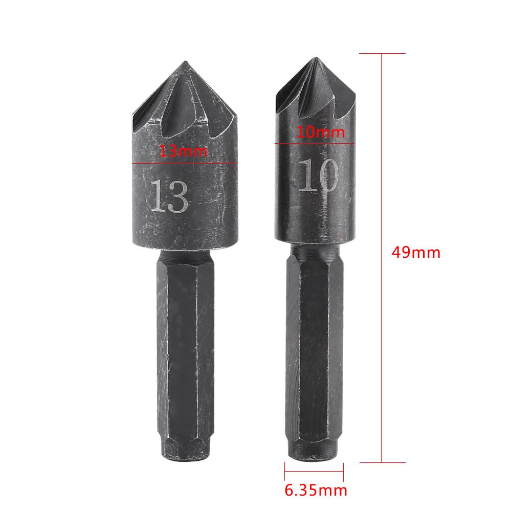 2pcs 7 Flute 82 Degrees 1 4 Hex Shank High Carbon Steel Countersink Cutter Bits