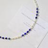 Natural Lapis Lazuli Artificial Crystal Pearl Design Sense Necklace Collarbone Chain Sweater Chain