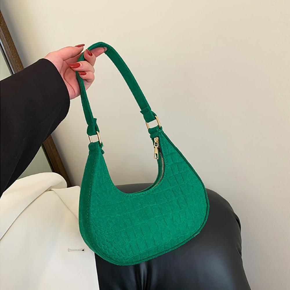 Fashi Felt Cloth Pattern Shoulder Bags For Women Small Handle Underarm Bag Clutch Luxury Solid Color Female Handbag With Purse