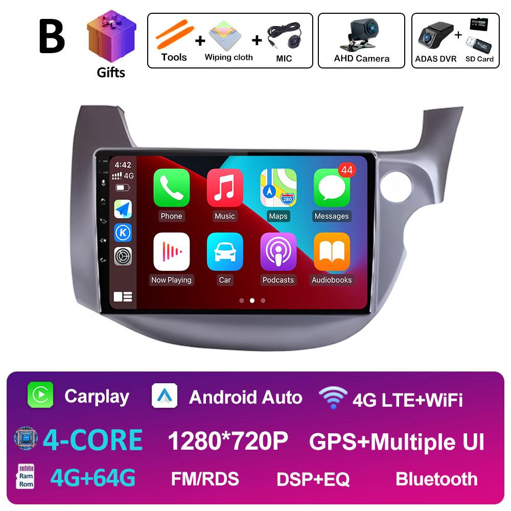 Android 14 DSP Stereo For HONDA FIT JAZZ 2007 2008 2009 2010 2011 - 2013 Right Hand Drive Wireless Carplay Cooling Fan Head Unit