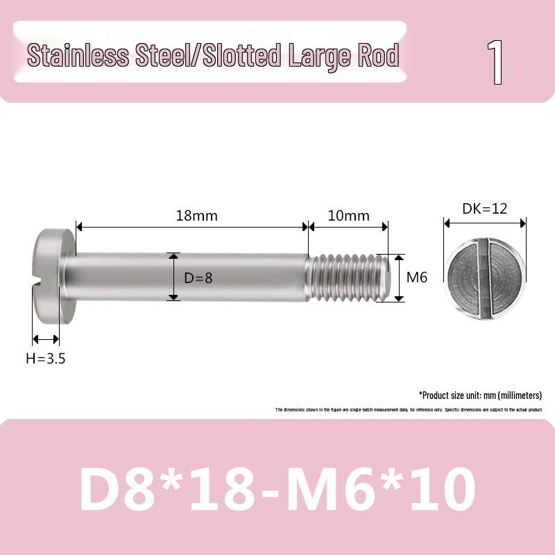 M6 D6D8 Stainless Steel Slotted Plug Screw, Half-Thread, Smooth Shank, Shoulder Limit Bolt