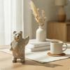 HandCarved Bear Statue Distressed Finish Small Wooden Raised Paw Animal Sculpture for