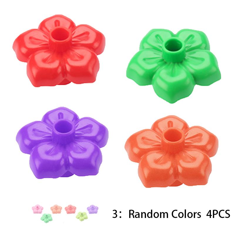 4pcs Big Building Block Forest Plant Series Flower Grass Tree Outdoor Adornment Street Accessories Compatible Scenes Toy For Kid