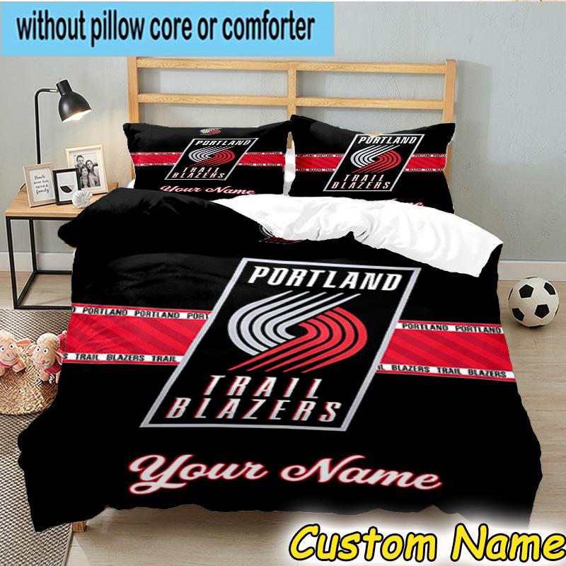 3pcs Custom Name Portland Blazers Artwork Bedding Set Includes 1 Duvet Cover & 2 Pillowcases for All Seasons Dormitory Home Decor Christmas gifts