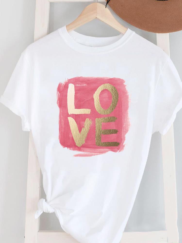 (Asian Size) letter trend 90s lovely Women's Top T Female Print Short Sleeve T-shirts Fashion O-neck Casual Clothing  Graphic Tee