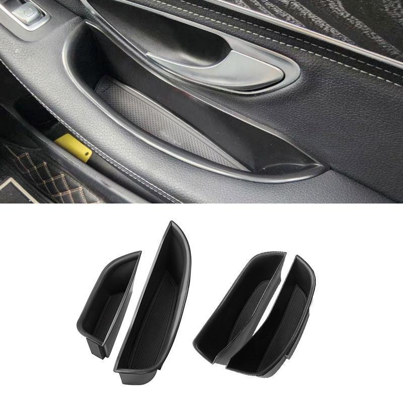 For Mercedes Benz C Class W205 C205 GLC X253 C253 2pcs/4pcs Black Car Accessories ABS Plastic Door Handle Storage Box Trim