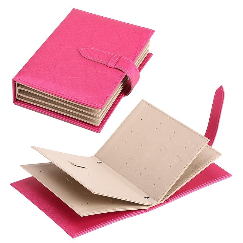 

PU Leather Earring Organizer Book - Portable Travel Jewelry Case with Secure Buckle for Studs, Hoops, and Dangle Earrings