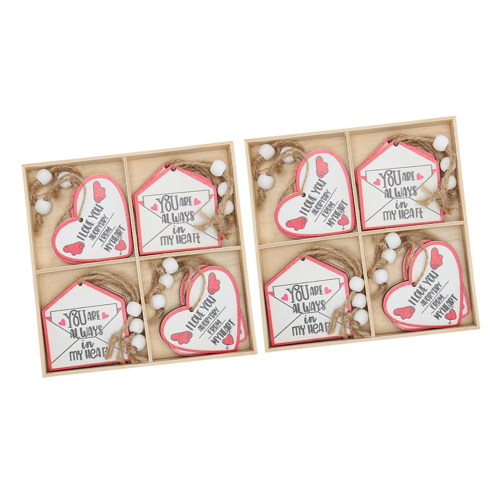 

24Pcs Wood Heart Pendant Love Romantic Style Light Weight Multi Purpose Heart Wood Slices for Party Wedding Home
