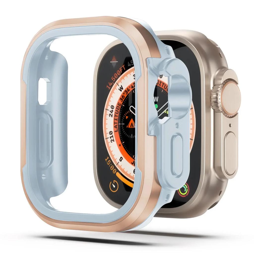 Boett i aluminiumlegering för Apple Watch Ultra 3/2 49mm serie 11 10 9 8 7 6 se TPU Stötfångare+Metallram för iWatch 46/42/45/44/41/40mm