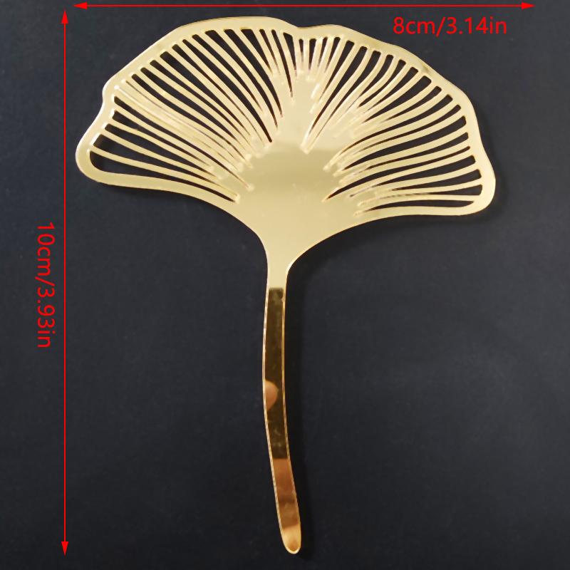 1 Stück Goldfarbenes Ginkgoblattförmiges Kuchen Geburtstagsdekorations-Plugin Partyzubehör