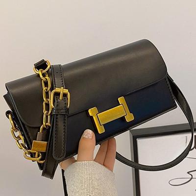  Kleine Umhängetasche für Damen im Retro-Stil, modische Schultertasche aus PU-Leder mit Kette für den täglichen Gebrauch
