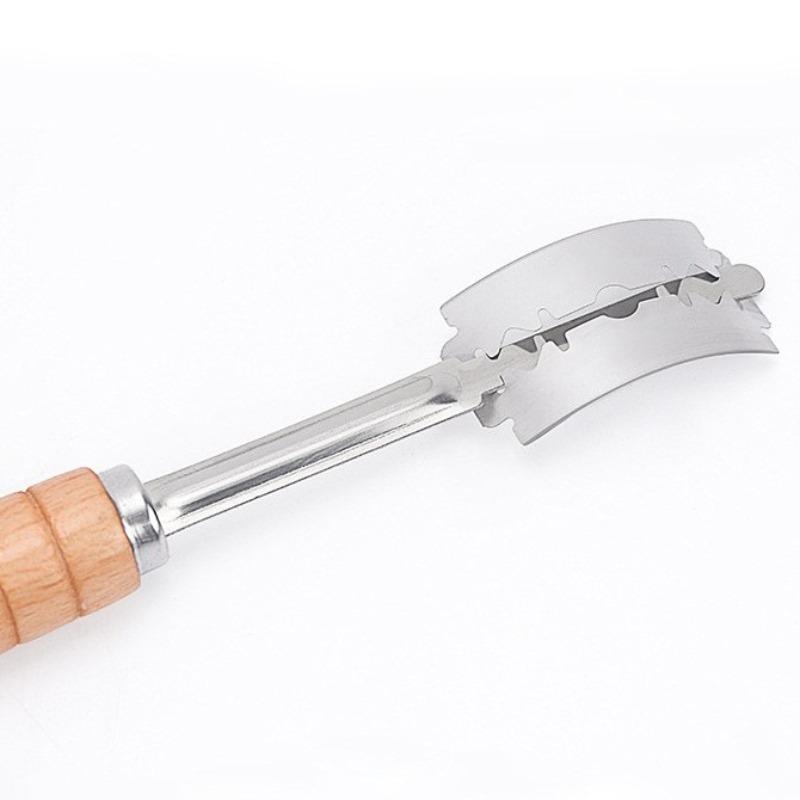Wooden Handle Bakers Dough Bread Pastry Cutter with 5 Blades Toast Curved Baguette Bread Knife Baking Accessory Pastry Spatulas