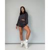 Womens Casual Hooded 2-Piece Set Long Sleeve Zip-Up Top With Drawstring Shorts Streetwear Outfit