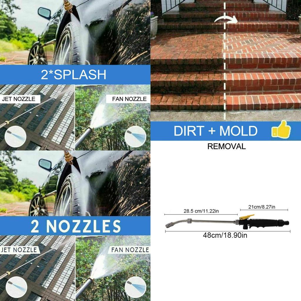 Versatile 48cm 2 In 1 High Pressure Power Washer Water Spray Gun Hose Nozzle For Efficient Cleaning
