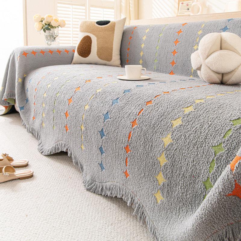 Shenier Thickening Warm Sofa Cover Anti Cat Scratch All Season Universal Sofa Towel Sofa Protect Cover with Tassel Couch Blanket