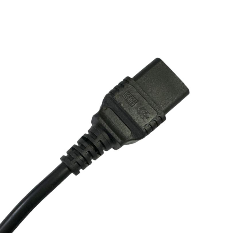 National Standard 16A 3-Prong Power Cord 53RVV 3x1.5mm² to C19 Cloverleaf, 1.8m, Black
