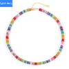 Dopamine Colored Natural Stone Abacus Bead Necklace Women's Fashionable and Versatile Collarbone Necklace
