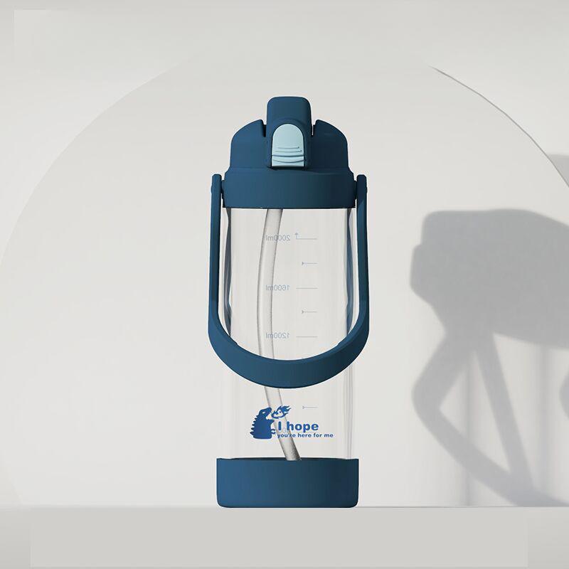

2000ml Large Capacity Handle Kettle Outdoor Sports Cup with Straw Super Large Convenient Fitness Kettle 2000ml синий