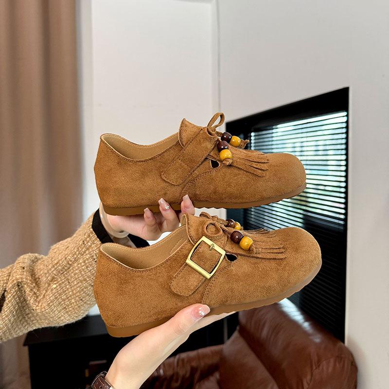 Birken Single Shoes Women's 2025 Spring and Autumn New Versatile Soft Sole Birken Round Head Tassel One Pedal Lazy Doudou Single Shoes