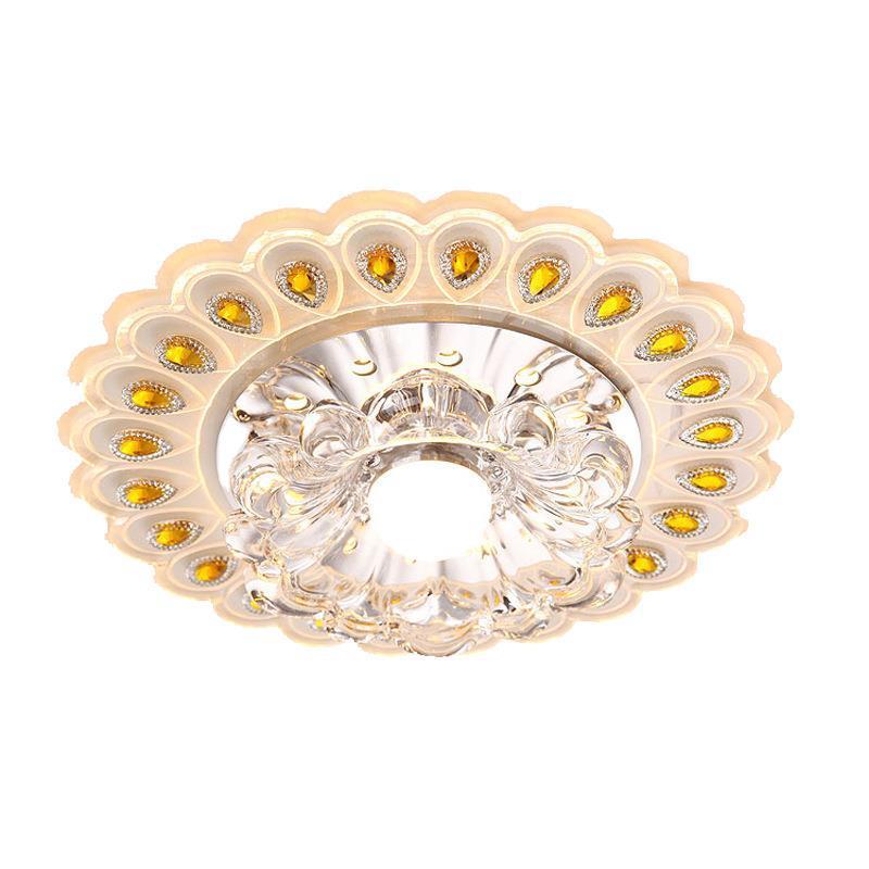 5W Moderner Kristallglas LED Deckenstrahler Flur Diele Gang Veranda Deckenmontage Einbau Hausdekor Beleuchtung Leuchte