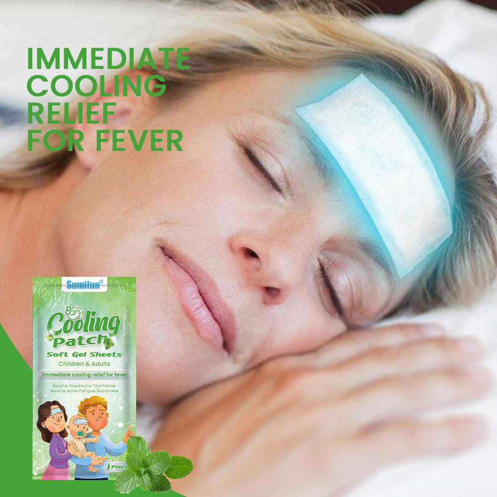 Sumifun 14/35/70 Pcs Cool Cold Gel Forehead Sticker Relieved Fever Discomfort Bring Cool Sense Preventing Heatstroke Outdoors Summer Patch