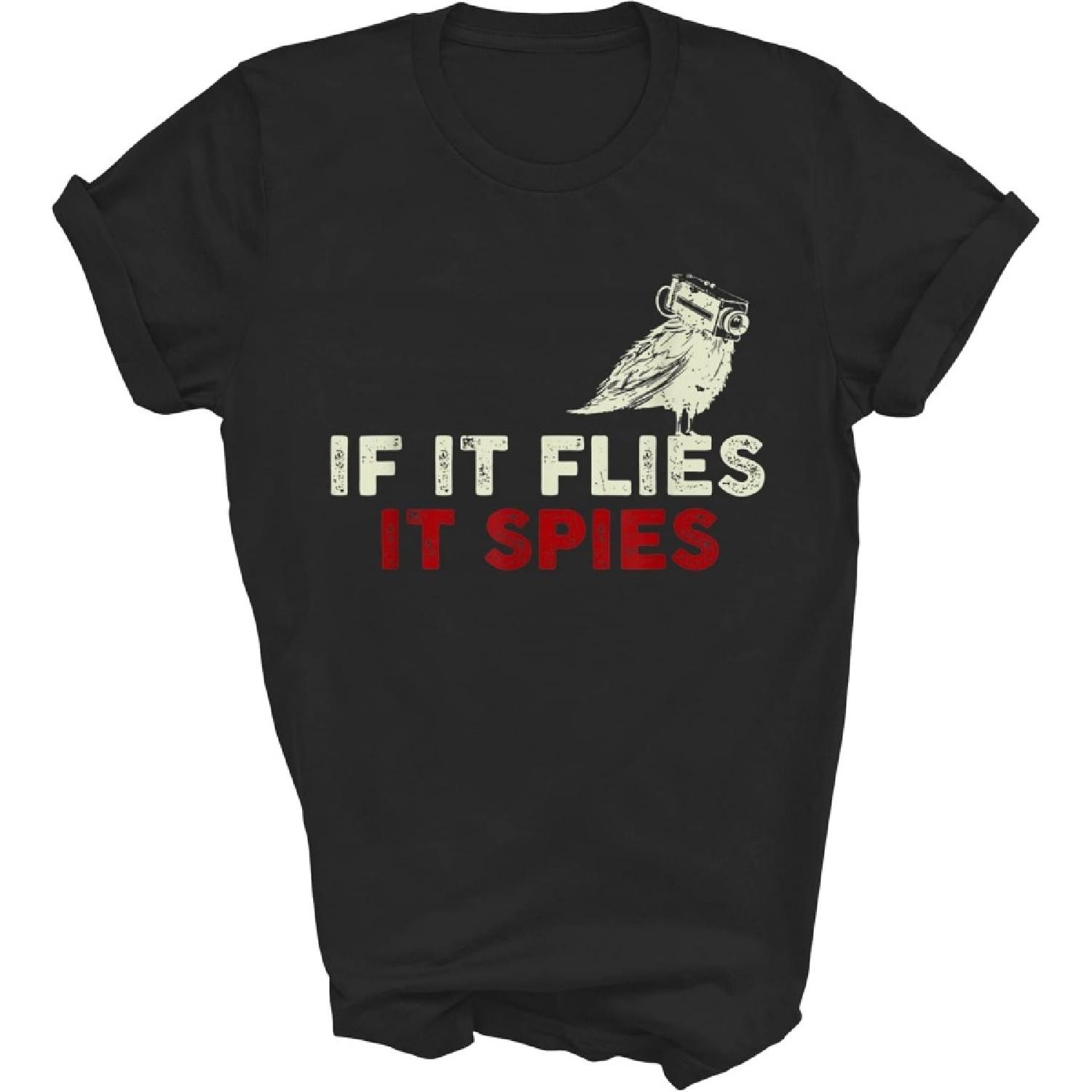 Lunar Zone Bird Watching Goes Both Ways Birds Arent Real are Not Real Bird Spies 18 Gift Unisex Shirt Women Men T-Shirt (Black;M) S