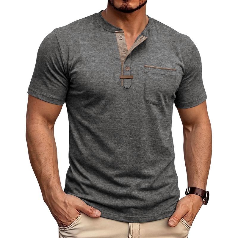 Men S Casual Short Sleeve Henley Neck T Shirt