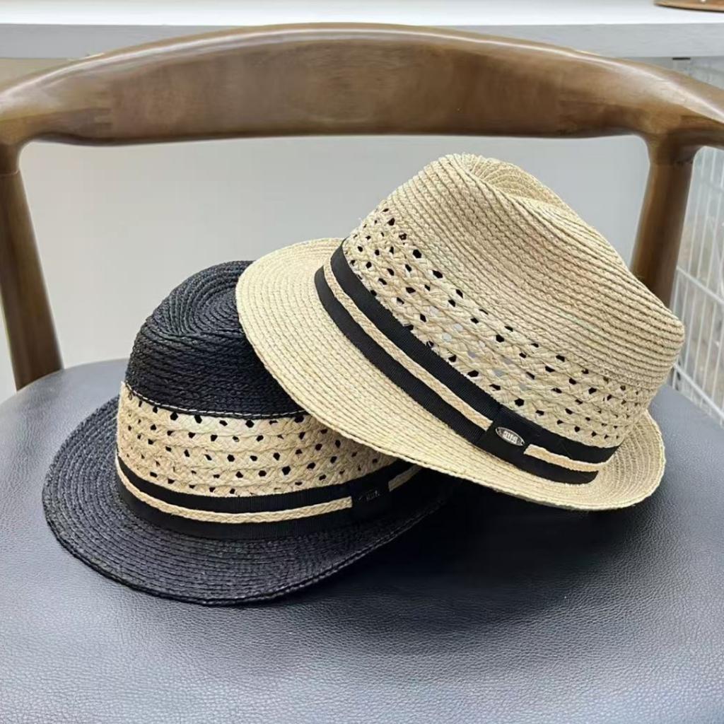 French hollow foreign style raffia top hat women's summer vacation beach sun hat men's face small straw hat
