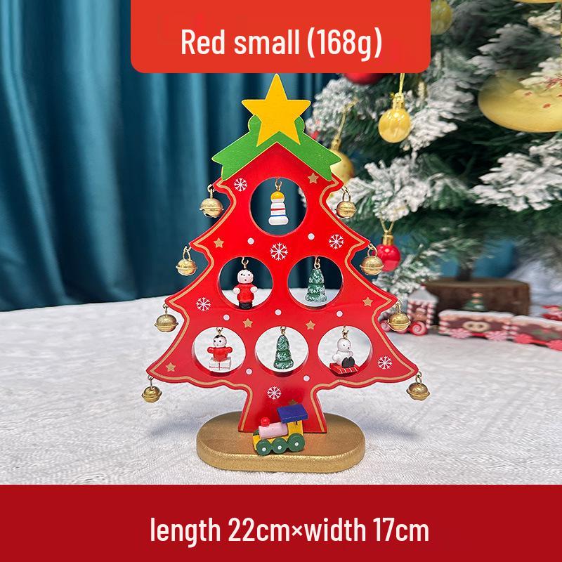 Wooden Christmas Tree Tabletop Display and Mini Figurines - Creative Gifts for Kids