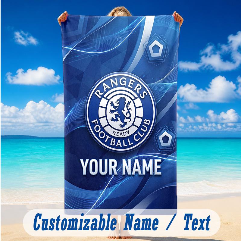 Beach Towel Custom Name Text, Quick Dry Large Towel For Beach HomeRangers FC