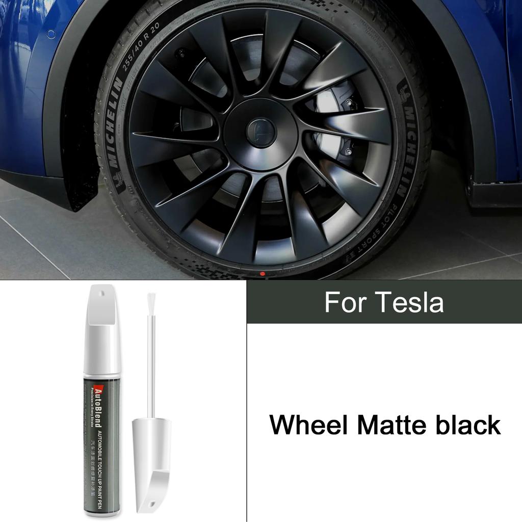 For Tesla Model 3 Y X S Car Scratch Removal and Touch-up Pen Wheel Hub Paint Repair Pen Clear Coat Stealth Gray Solid Black