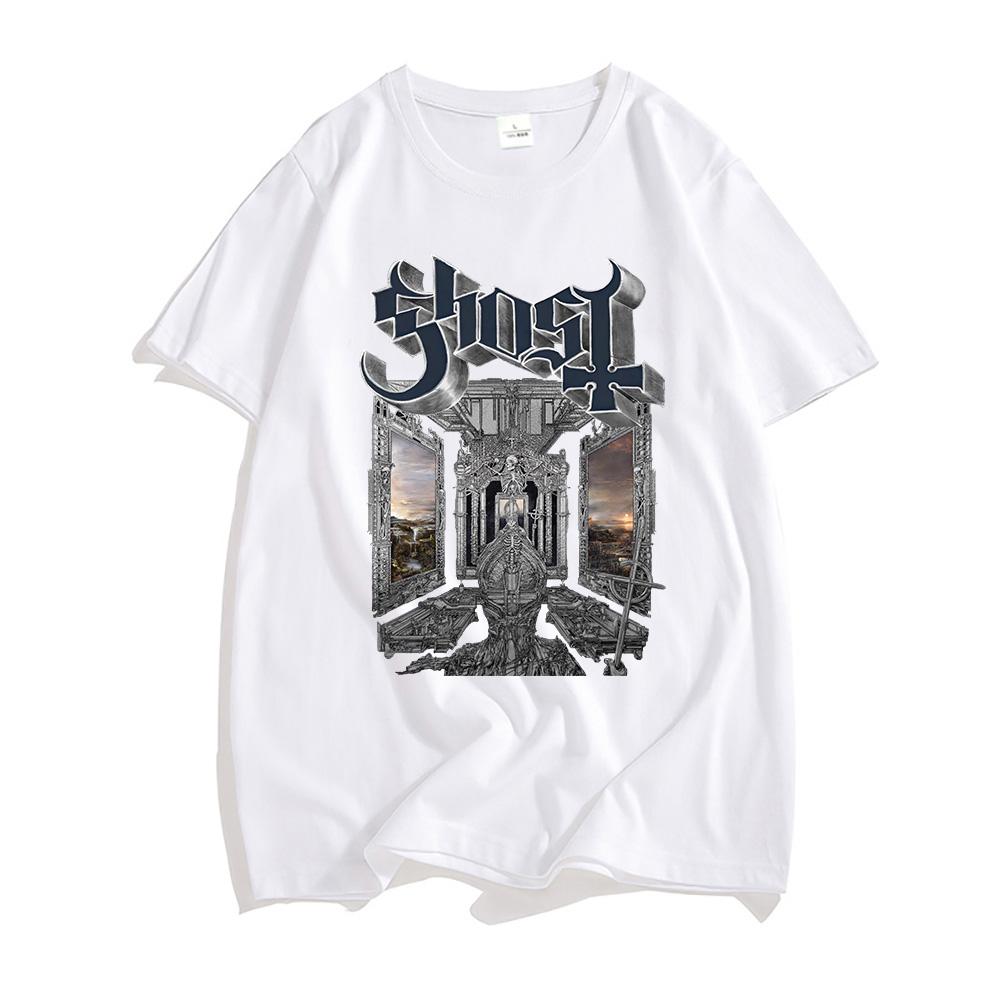 Baumwolle Sommer Herren T-Shirts Ghost Band Skeletá Satanized Album T-Shirt Heavy Metal Mode Druck T-Shirt Unisex Streetwear