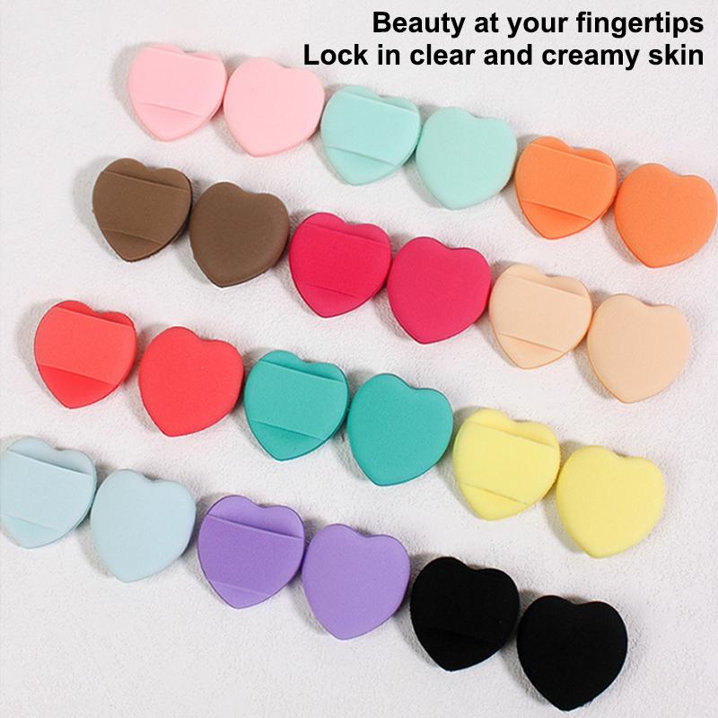 20 Pcs Mini Heart Shape Cushions Air Cushion Powder Puff Latex Free Mixed Sponge And Cosmetic Puff Is Used For Liquid Foundation