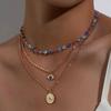 Boho Gothic Multilayer Evil Eye Pendant Necklace For Women Gold Color Turkish Metal Clavicle Chain Choker Beach Party Jewelry