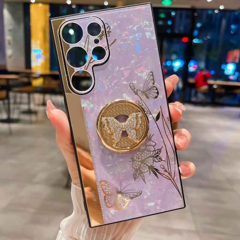 Suitable for Samsung Galaxy S24ultra Mobile Phone Case Fashion Luxury Flash Drill Bracket A72 A55 Protective Case S23